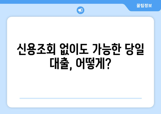 신용조회 없이 당일 똑소리나게 대출 받는 방법 | 무서류, 빠른 승인, 비교분석