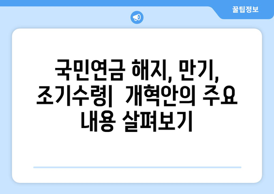 국민연금 해지, 만기, 조기수령 개혁안| 주요 내용 총정리 | 연금 개혁, 국민연금, 노후 준비