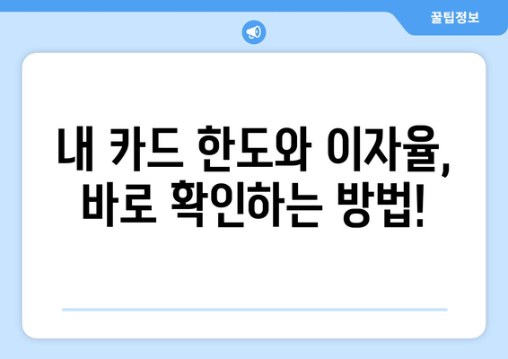 신용카드 장기대출 한도 & 이자율, 내 카드로 얼마까지? 확인 방법 총정리 | 신용카드 대출, 한도 조회, 이자율 비교, 대출 조건