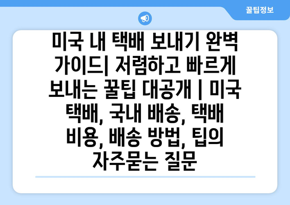 미국 내 택배 보내기 완벽 가이드| 저렴하고 빠르게 보내는 꿀팁 대공개 | 미국 택배, 국내 배송, 택배 비용, 배송 방법, 팁