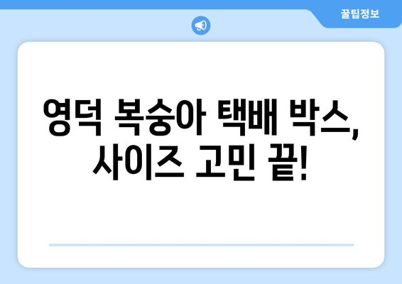 영덕 복숭아 택배, 박스 크기는 어떻게? | 택배 발송 가이드, 박스 추천, 주의사항