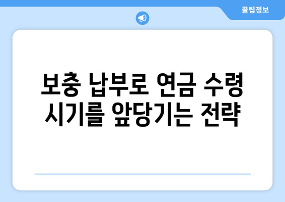 국민연금 보충 납부로 조기 수령, 꿈을 현실로 만들 수 있을까요? | 연금, 조기 수령, 납부 전략