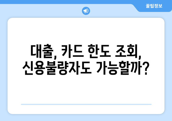 신용불량자도 가능! 신용 조회 없이 한도 확인하는 방법 | 대출, 카드, 한도 조회, 신용불량