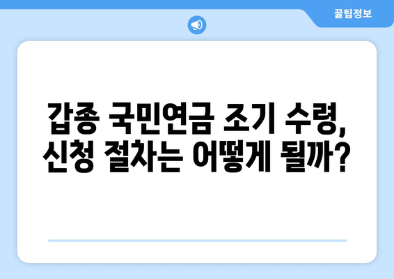 조기수령 가능! 갑종 국민연금| 나이, 금액, 신청 절차 완벽 가이드 | 연금, 조기 수령, 갑종, 신청 방법