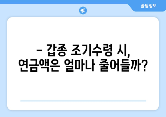 국민연금 갑종 조기수령 고려 중이신가요? 꼼꼼히 알아보세요! | 조기수령 조건, 신청 절차, 주의사항 완벽 가이드