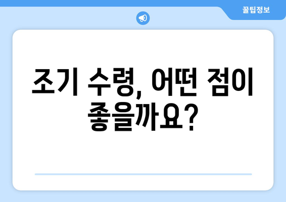 국민연금 조기수령, 나에게 맞는 선택일까요? | 나이, 이점, 고려 사항 총정리