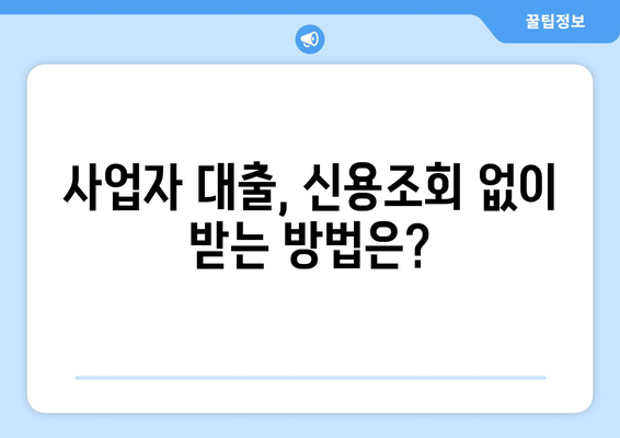 사업자 대출, 신용조회 없이도 가능할까요? | 신청 가이드 & 추천 상품 비교