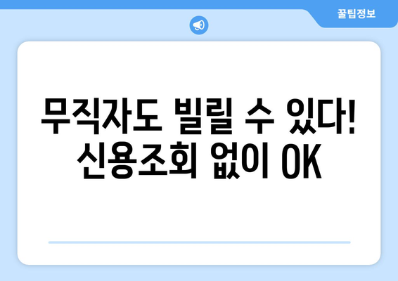 무직자도 OK! 신용조회 없이 빌릴 수 있는 대출 알아보기 | 비상금, 소액대출, 저신용자 대출