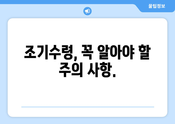 갑종 국민연금 조기수령 완벽 가이드| 조건, 혜택, 주의 사항 | 조기 연금, 국민연금, 노령연금