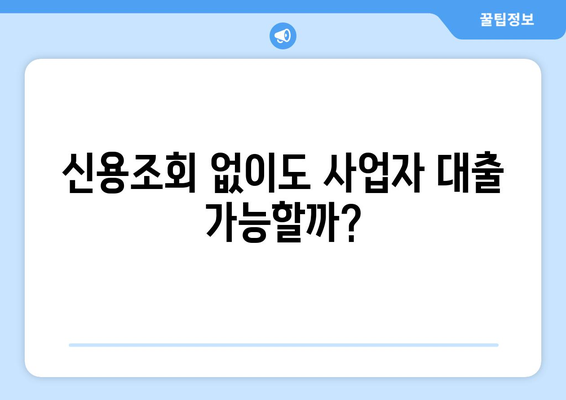 사업자 대출, 신용조회 없이도 가능할까요? | 신청 가이드 & 추천 상품 비교