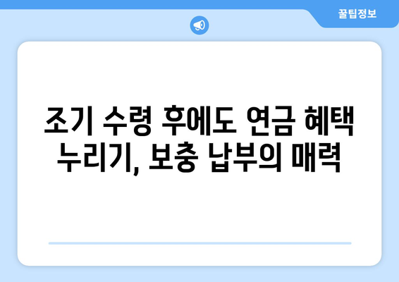 국민연금 조기수령, 보충 납부로 재정 부담 줄이기 | 연금, 조기 수령, 재정 계획, 노후 준비