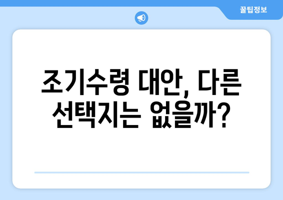 국민연금 조기수령 대안, 꼼꼼하게 따져보세요| 나에게 맞는 최적의 선택 | 조기수령, 연금, 노후준비, 재테크