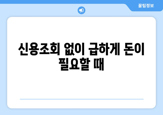 신용점수 걱정 없는 대출| 신용조회 없이 돈 빌리는 방법 | 신용대출, 비상금, 저신용자 대출