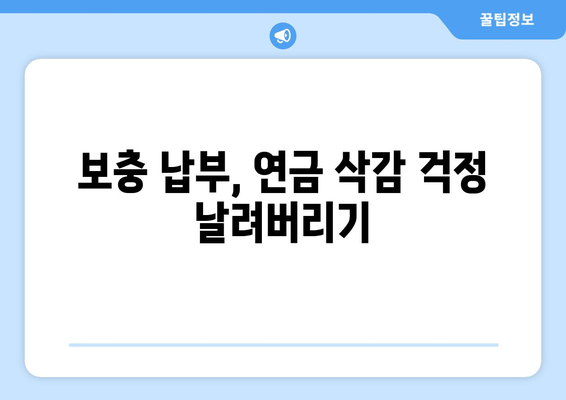 국민연금 조기 수령, 보충 납부로 위험 헤지하고 안정적인 노후 준비하기 | 국민연금, 조기 수령, 보충납부, 노후 준비, 연금 관리