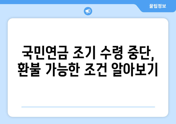 국민연금 조기수령 중단, 수령 연기를 환불금으로 대체할 수 있을까요? | 연기 환불, 조기 수령, 연금, 변경