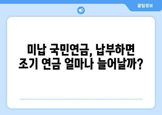 미납 국민연금 납부하면 조기수령 연금 얼마나 늘어날까요? | 연금 계산, 조기 수령, 미납 납부, 연금 증가