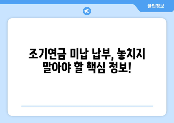 국민연금 조기수령 미납 납부 고민? 꼭 알아야 할 5가지 정보 | 조기연금, 미납, 납부, 연금, 노후준비