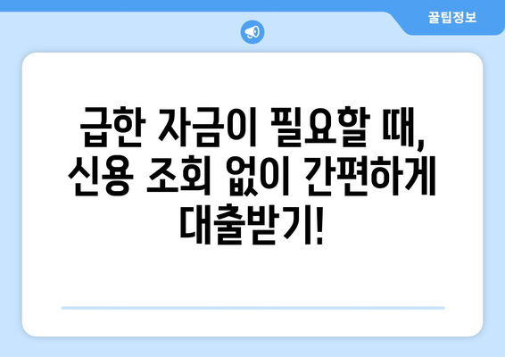 신용조회 없는 대출| 빠르고 쉽게 자금 조달하는 방법 | 비상금 마련, 소액 대출, 빠른 승인