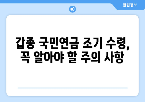 조기수령 가능! 갑종 국민연금| 나이, 금액, 신청 절차 완벽 가이드 | 연금, 조기 수령, 갑종, 신청 방법