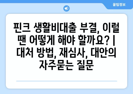 핀크 생활비대출 부결, 이럴 땐 어떻게 해야 할까요? | 대처 방법, 재심사, 대안