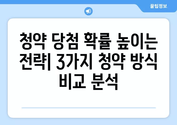 사전청약, 본청약, 일반청약| 3가지 청약 방식 비교분석 | 주택청약, 청약절차, 당첨확률