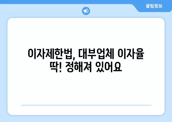 이자제한법 최고이자율| 대부업체 사채 이자율 상세 가이드 | 법률, 금융, 대출, 사금융