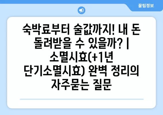 숙박료부터 술값까지! 내 돈 돌려받을 수 있을까? | 소멸시효(+1년 단기소멸시효) 완벽 정리