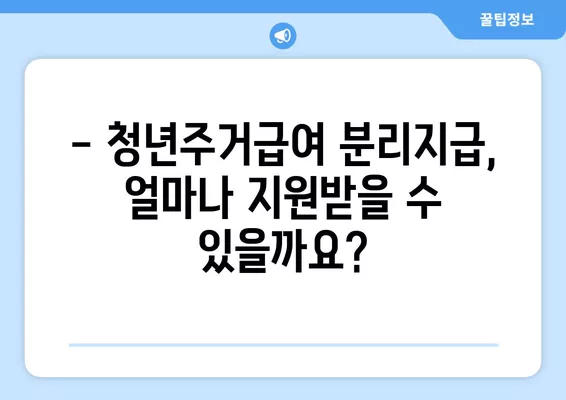 청년주거급여 분리지급, 자격 및 금액 확인 가이드 | 주거 급여, 청년, 분리 지급, 자격 조건, 지원 금액