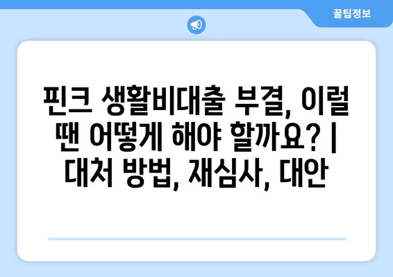 핀크 생활비대출 부결, 이럴 땐 어떻게 해야 할까요? | 대처 방법, 재심사, 대안