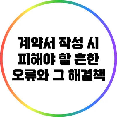 계약서 작성 시 피해야 할 흔한 오류와 그 해결책