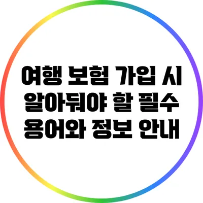 여행 보험 가입 시 알아둬야 할 필수 용어와 정보 안내