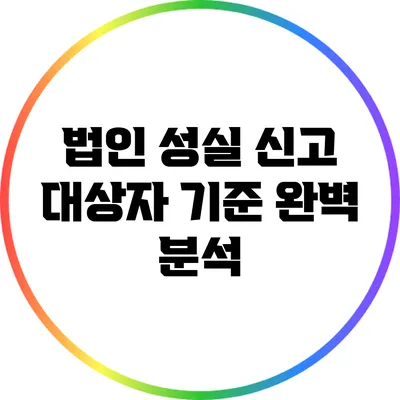 법인 성실 신고 대상자 기준 완벽 분석