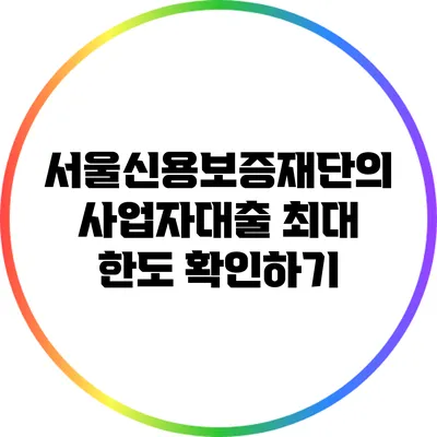 서울신용보증재단의 사업자대출 최대 한도 확인하기