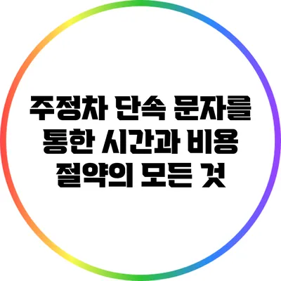 주정차 단속 문자를 통한 시간과 비용 절약의 모든 것