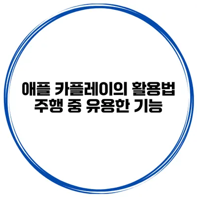 애플 카플레이의 활용법 주행 중 유용한 기능